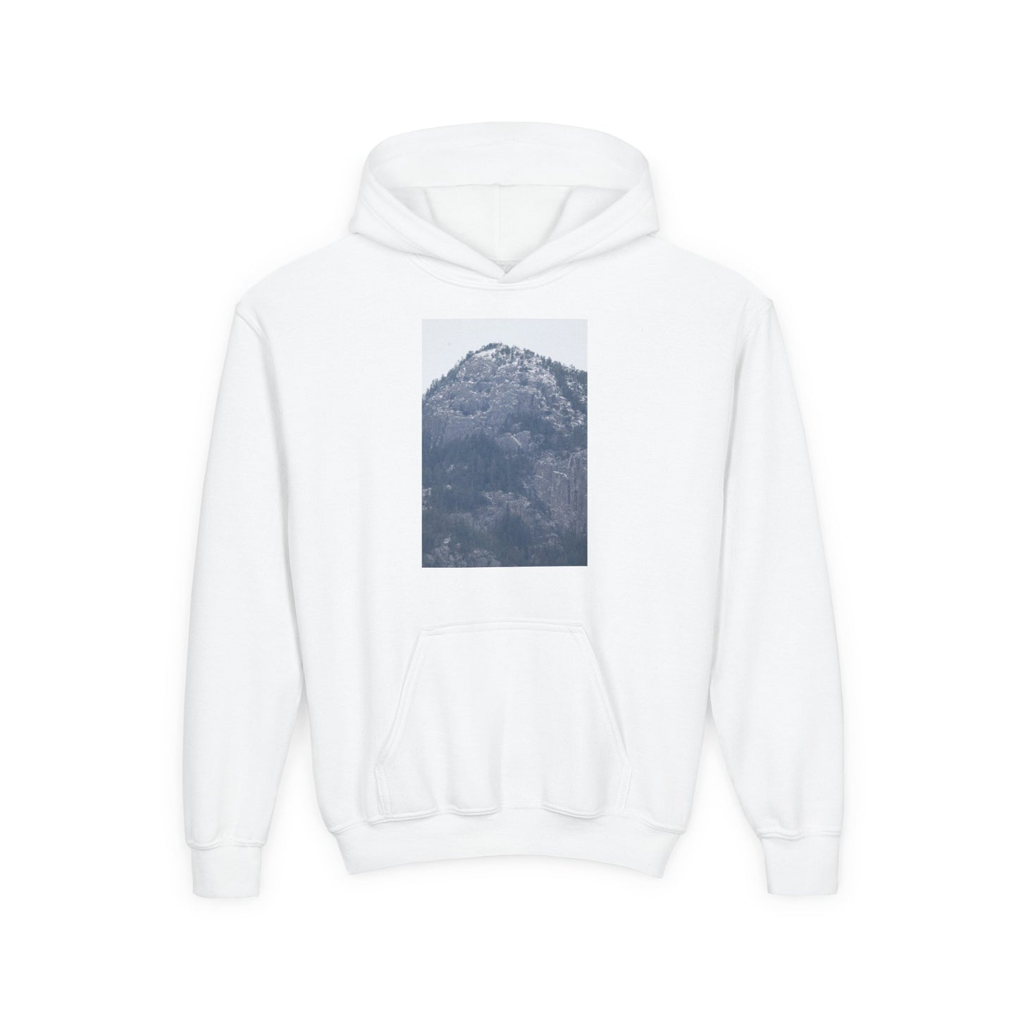 Mountain Peak Youth Hoodie — Winter Snow Scenic Graphic Sweatshirt