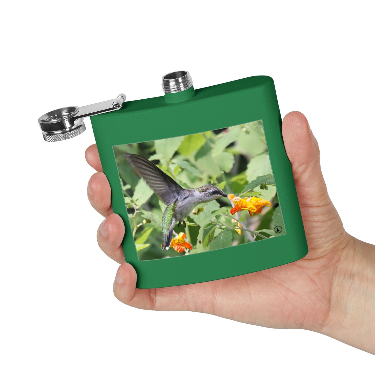 Hummingbird Photo Stainless Steel Flask — 6oz Portable Liquor Hip Flask