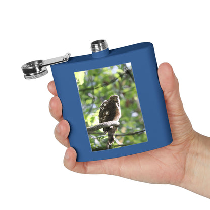 Flask — Woodland Hawk Photo Stainless Steel 6oz Hip Flask