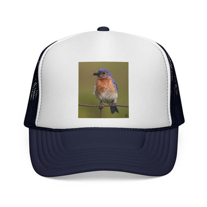 Eastern Bluebird Trucker Cap — Vintage Nature Hat for Birdwatchers