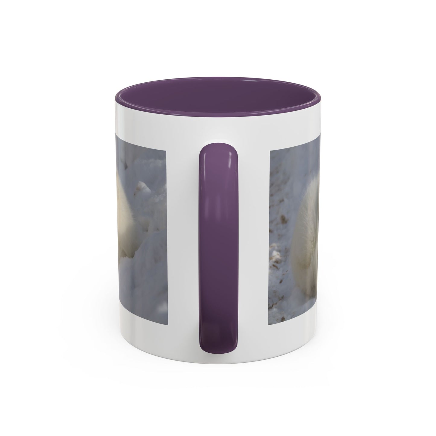 Arctic Fox Photo Accent Coffee Mug – Winter Wildlife Ceramic Mug (11/15oz)