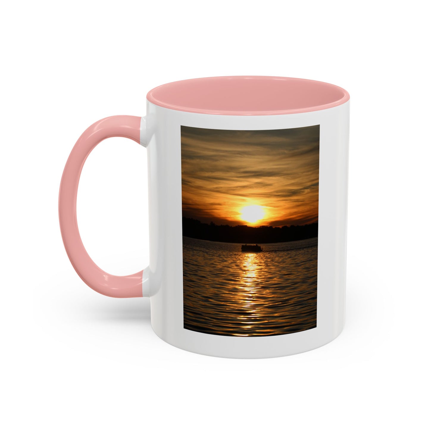 Sunset Lake Photo Accent Coffee Mug — Golden Sunset Reflection (11/15oz)