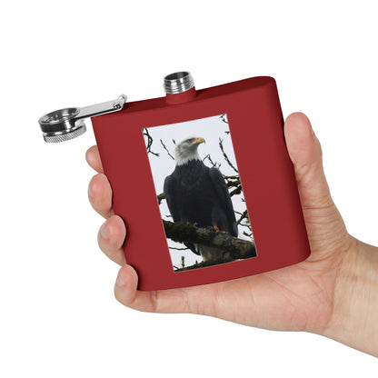 Eagle Photo Flask – 6oz Stainless Steel Hip Flask, Patriotic Wildlife Gift