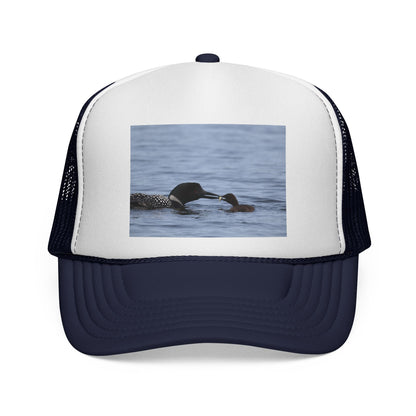 Loon & Chick Nature Trucker Hat — Wildlife Bird Watching Cap