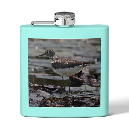 6oz Stainless Steel Flask – Sandpiper Wildlife Photo Hip Flask for Birdwatchers