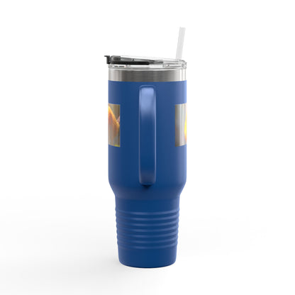 40oz Insulated Travel Mug with Cute Golden Pomeranian Photo