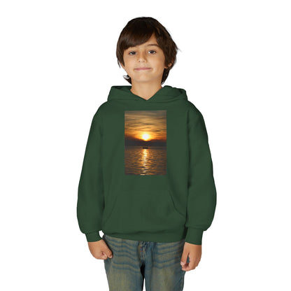 Youth Hoodie with Golden Sunset Photo - Beach Vibes Kids Pullover