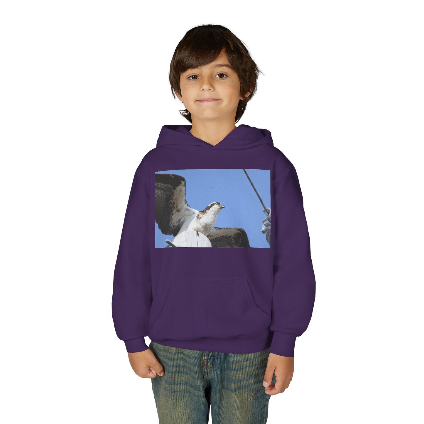 Youth Osprey Photo Hoodie — Kids Birdwatching Nature Pullover
