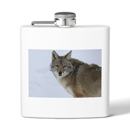 Coyote Photo Stainless Steel Flask — 6oz Wildlife Pocket Flask