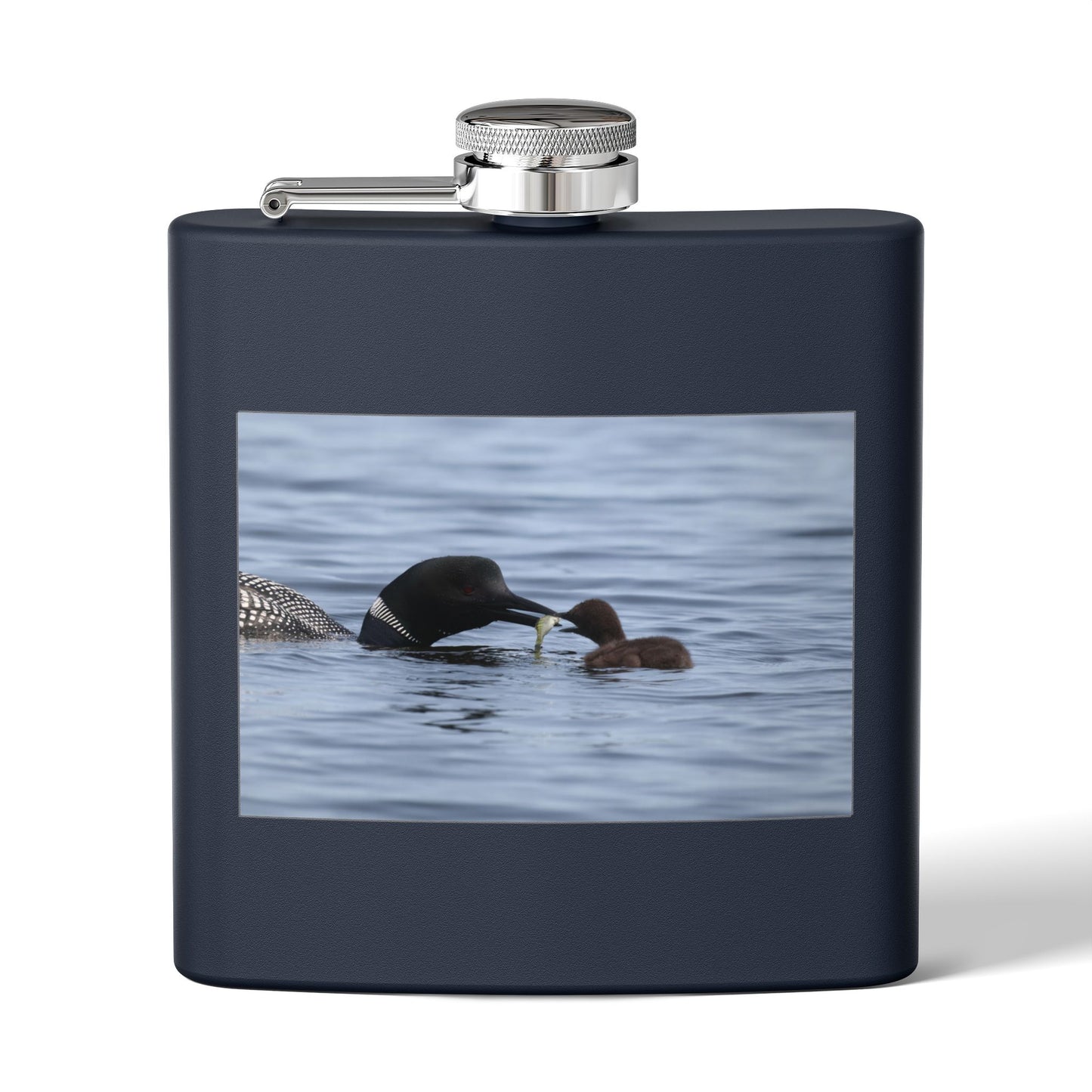 Loon Family 6oz Stainless Steel Flask — Nature Wildlife Gift