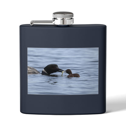 Loon Family 6oz Stainless Steel Flask — Nature Wildlife Gift