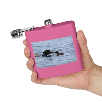 Loon Family 6oz Stainless Steel Flask — Nature Wildlife Gift