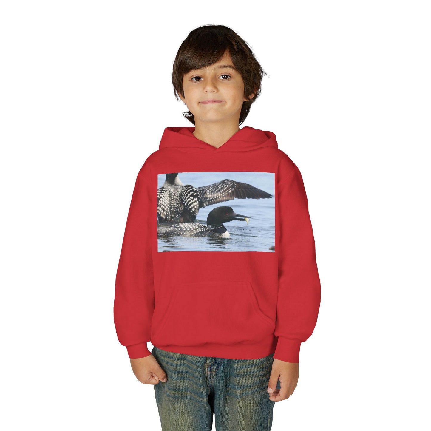 Loon Lake Youth Hoodie — Scenic Common Loon Wildlife Photo