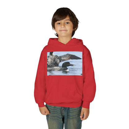 Loon Lake Youth Hoodie — Scenic Common Loon Wildlife Photo