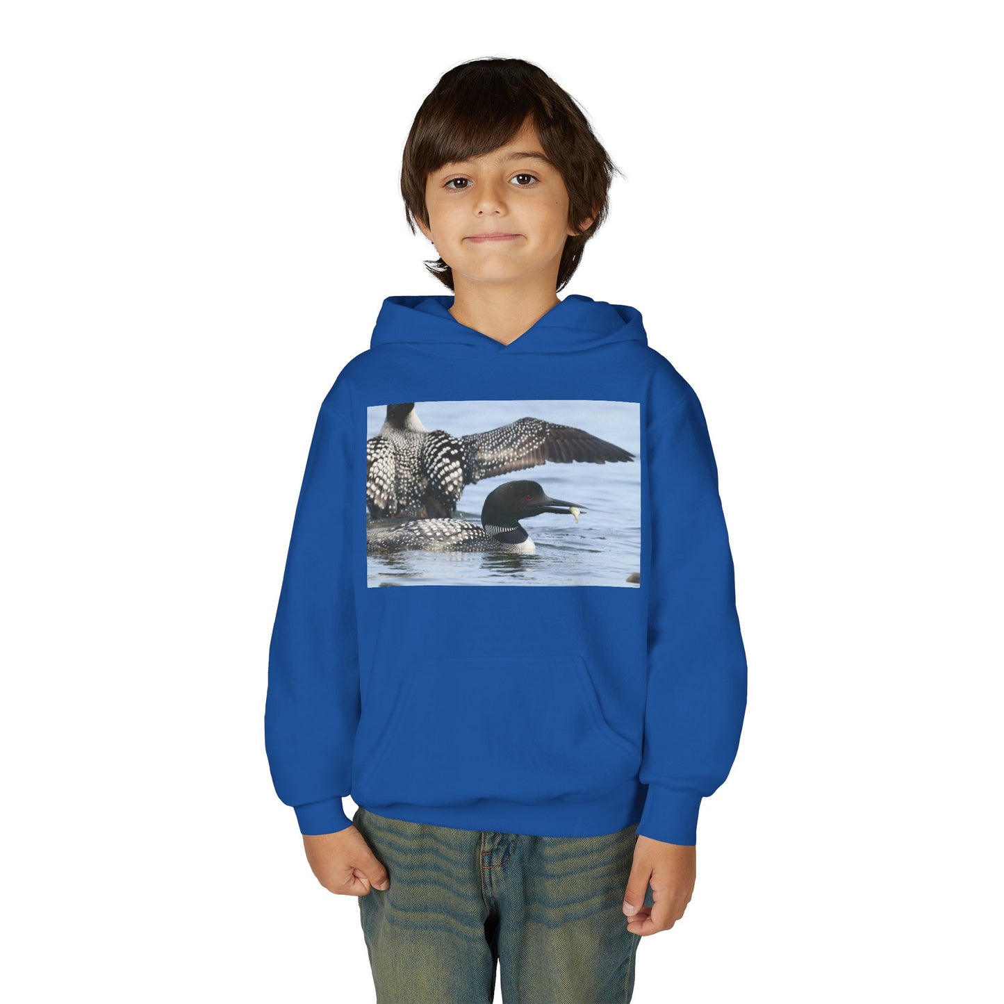 Loon Lake Youth Hoodie — Scenic Common Loon Wildlife Photo