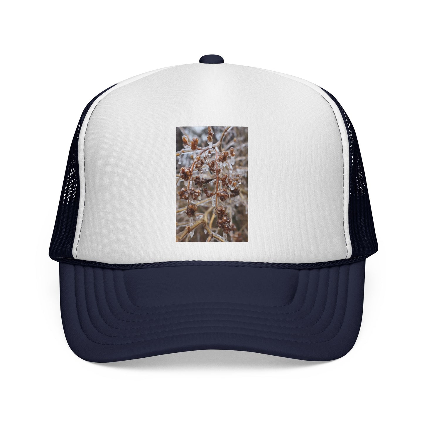 Frosted Grass Trucker Cap – Winter Nature Photo Mesh Hat
