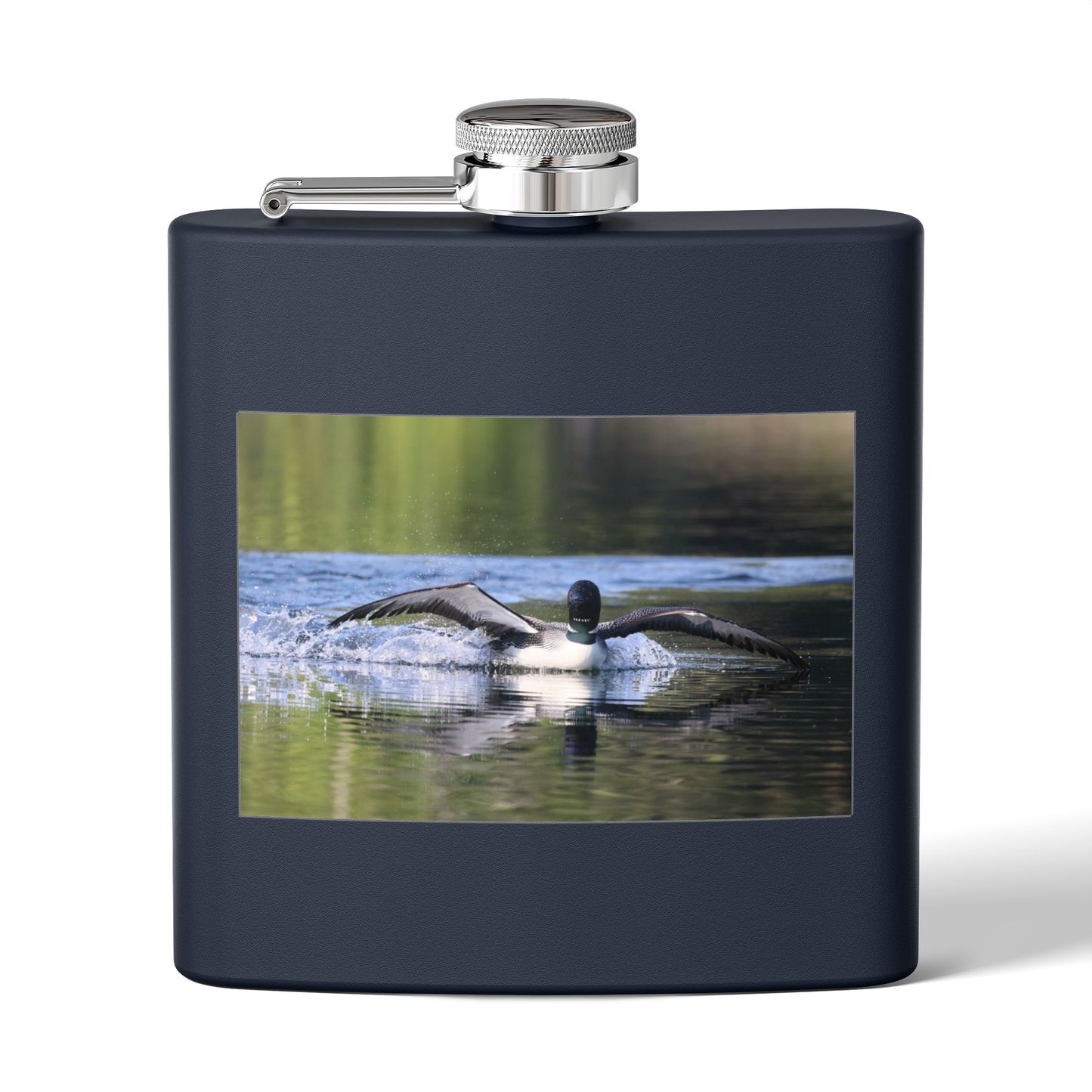 6oz Stainless Steel Flask with Diving Loon Photo – Wildlife Gift for Outdoor Enthusiasts