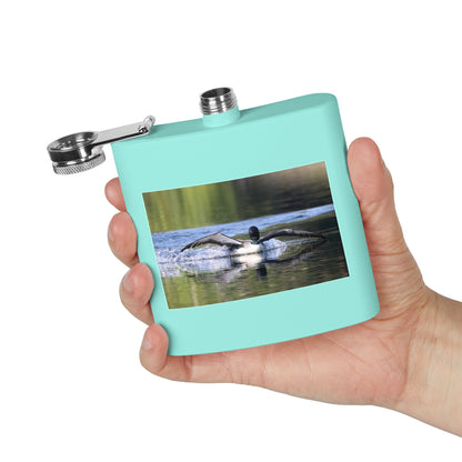 6oz Stainless Steel Flask with Diving Loon Photo – Wildlife Gift for Outdoor Enthusiasts