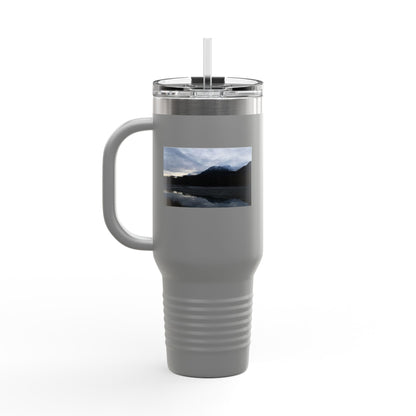 40oz Insulated Travel Mug – Scenic Lake Mountain Photo, Thermal Tumbler for Commuting & Outdoor Adventures