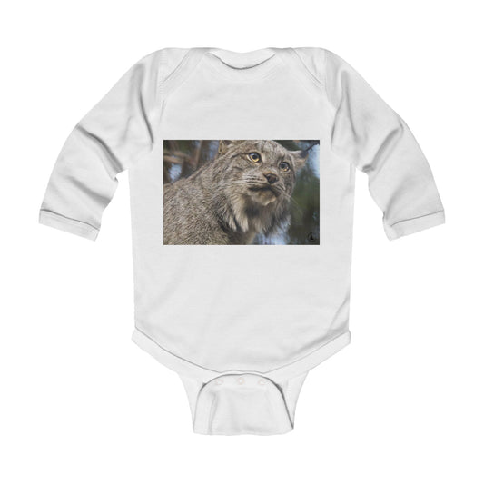 Baby Bodysuit with Pallas Cat Photo – Cute Wild Cat Infant Long Sleeve Onesie