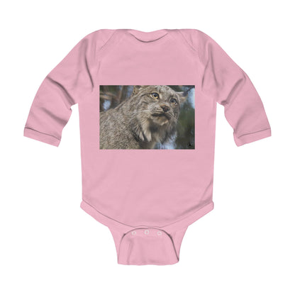 Baby Bodysuit with Pallas Cat Photo – Cute Wild Cat Infant Long Sleeve Onesie