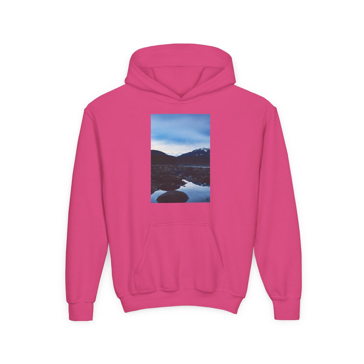 Youth Hoodie with Mountain Lake Photo Print — Nature Landscape Pullover