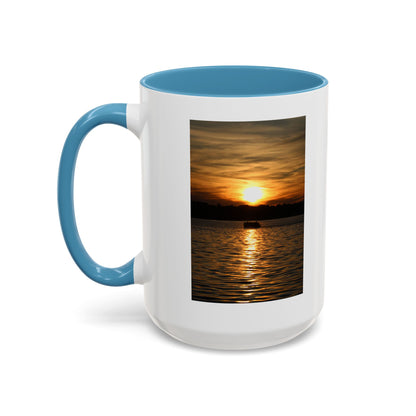 Sunset Lake Photo Accent Coffee Mug — Golden Sunset Reflection (11/15oz)