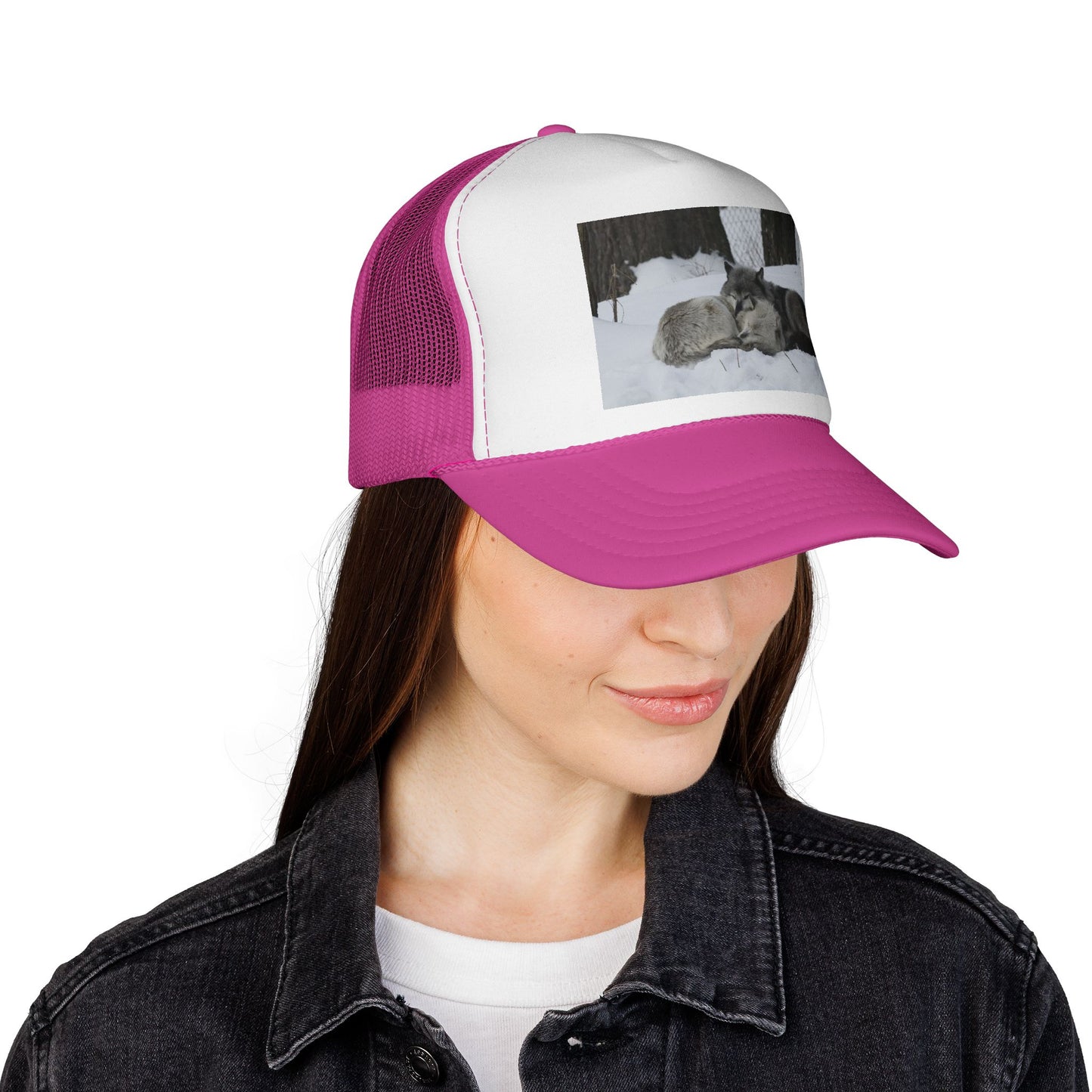 Wolf Pack Trucker Cap — Sleeping Wolves Winter Scene
