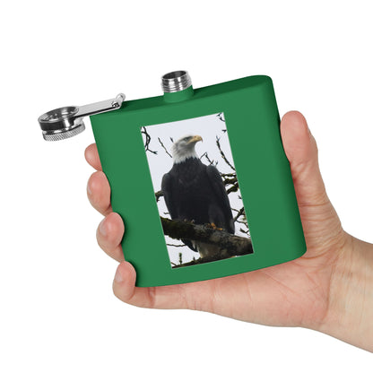 Eagle Photo Flask – 6oz Stainless Steel Hip Flask, Patriotic Wildlife Gift