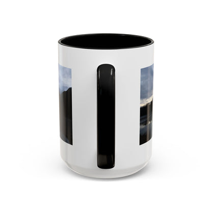 Scenic Mountain Lake Accent Coffee Mug — Moody Sunset Reflection (11oz & 15oz)