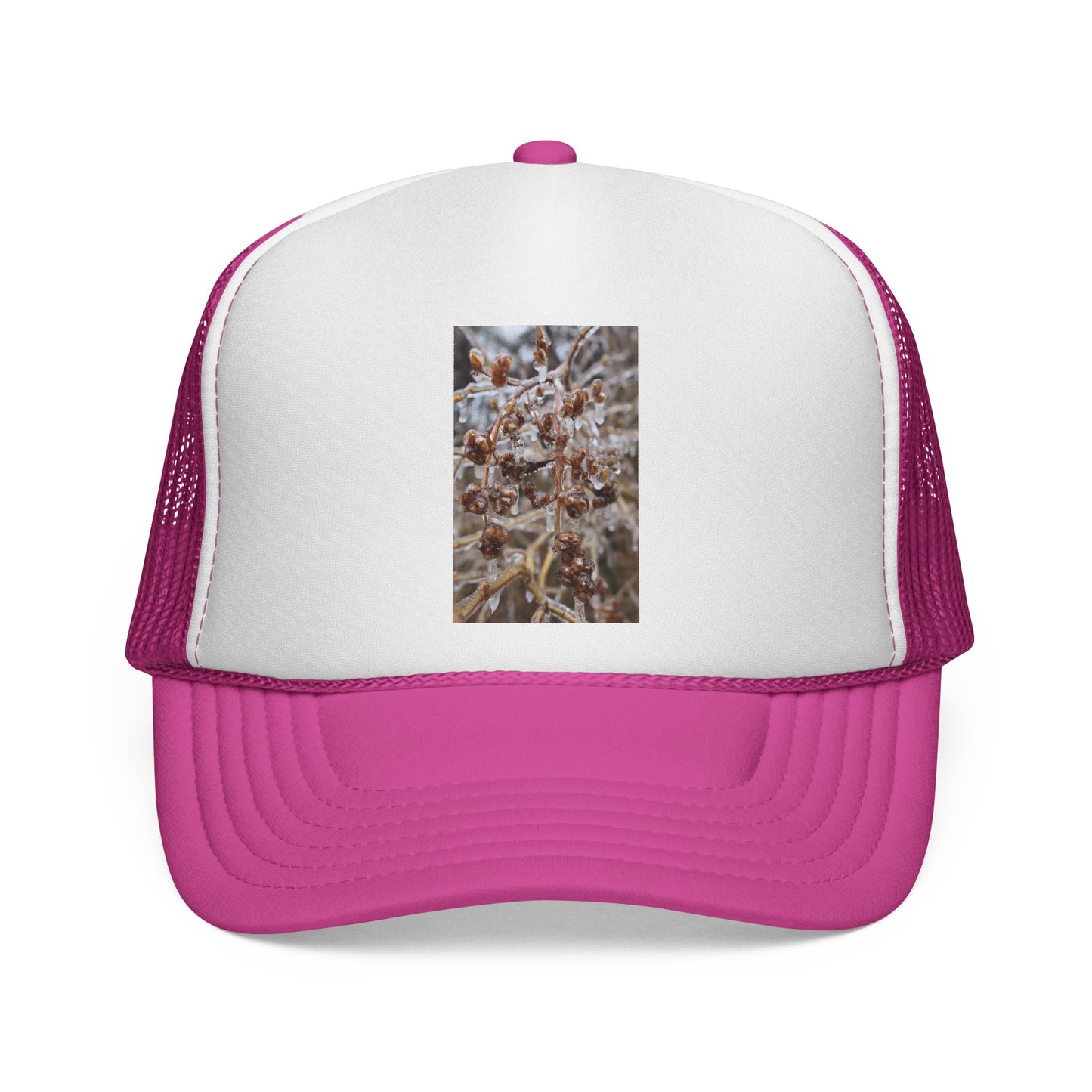 Frosted Grass Trucker Cap – Winter Nature Photo Mesh Hat