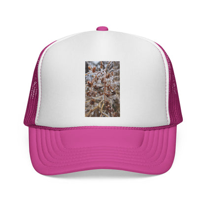 Frosted Grass Trucker Cap – Winter Nature Photo Mesh Hat