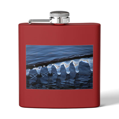 Ice Edge Flask — 6oz Stainless Steel Hip Flask with Winter Water Photography