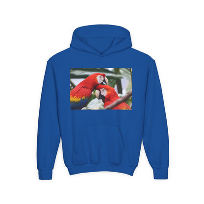 Youth Parrot Hoodie – Colorful Scarlet Macaw Kids Pullover
