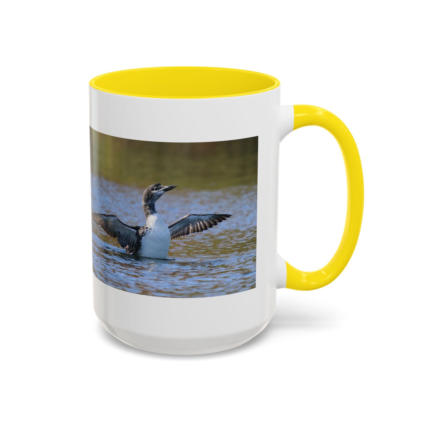 Loons in Flight Accent Coffee Mug — Wildlife Bird Photography Drinkware