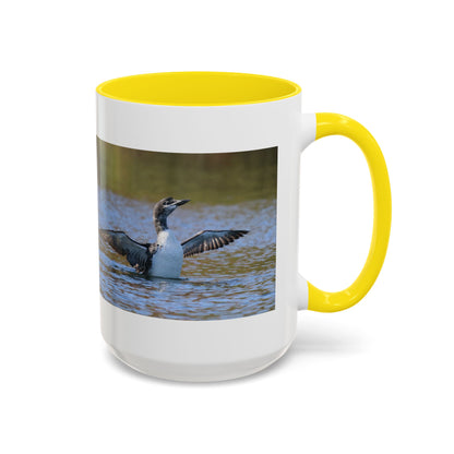 Loons in Flight Accent Coffee Mug — Wildlife Bird Photography Drinkware