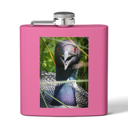 Loon Photo Stainless Steel Flask – 6oz Nature Wildlife Hip Flask