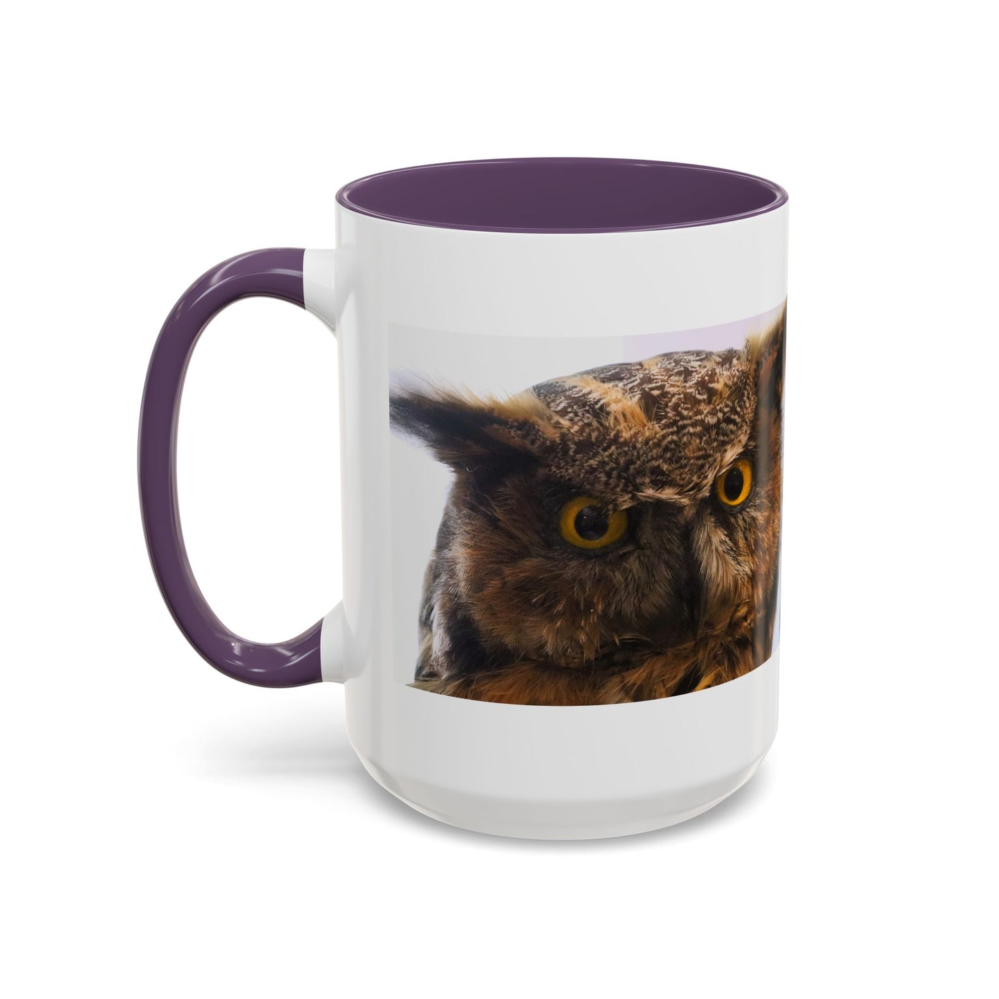 Owl Accent Coffee Mug – Realistic Great Horned Owl Photo (11/15 oz)