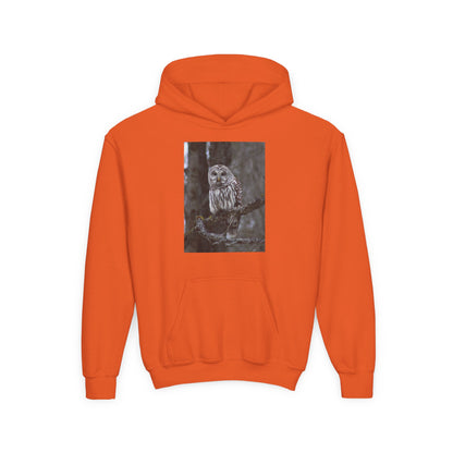 Owl Portrait Youth Hoodie — Realistic Forest Owl Graphic