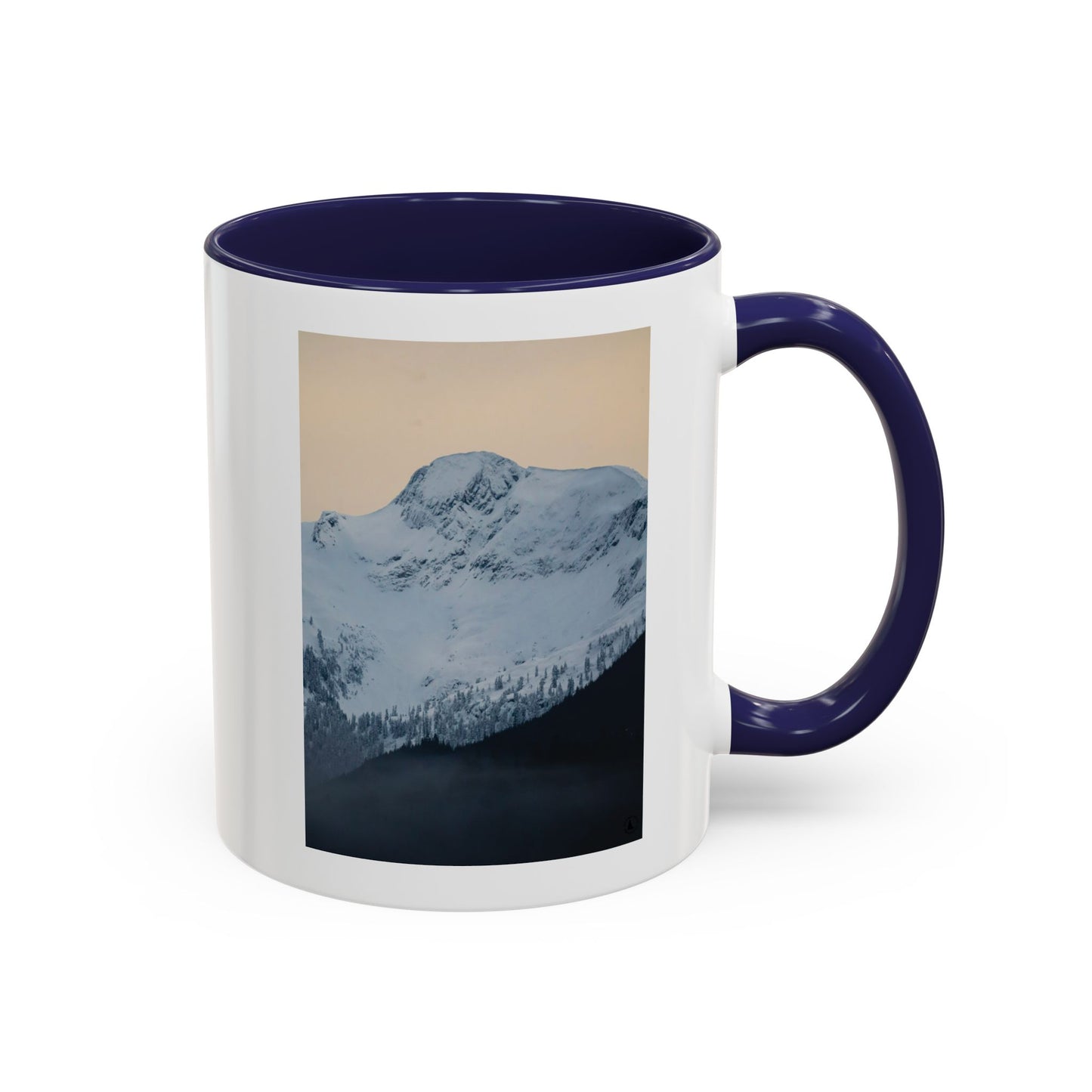 Mountain Sunrise Accent Coffee Mug — Scenic Snow Peak Photo (11/15oz)