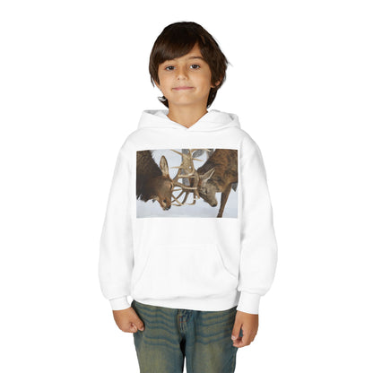 Fighting Deer Antlers Youth Hoodie | Wildlife Nature Illustration