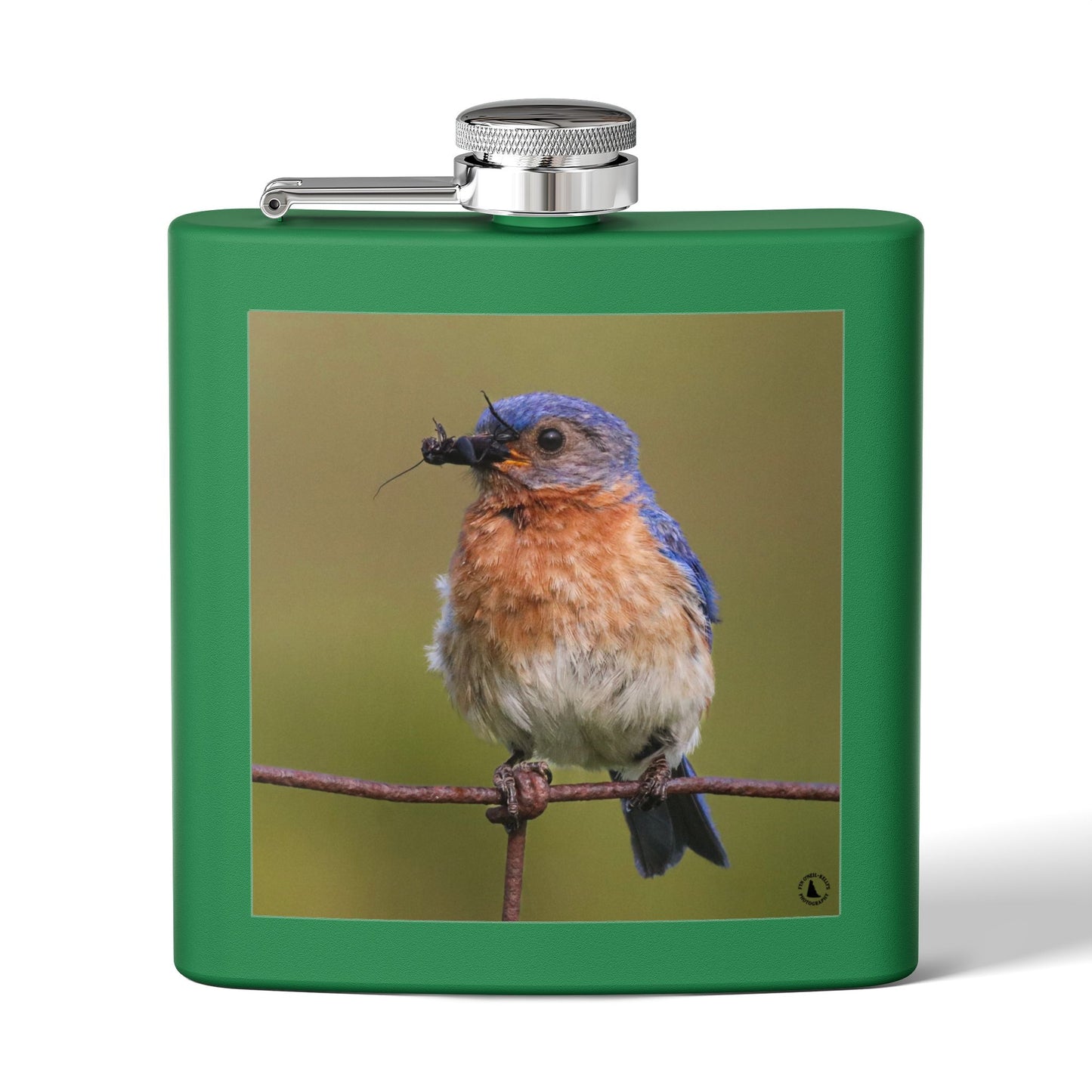 6oz Bluebird Stainless Steel Flask — Nature Photo Pocket Hip Flask