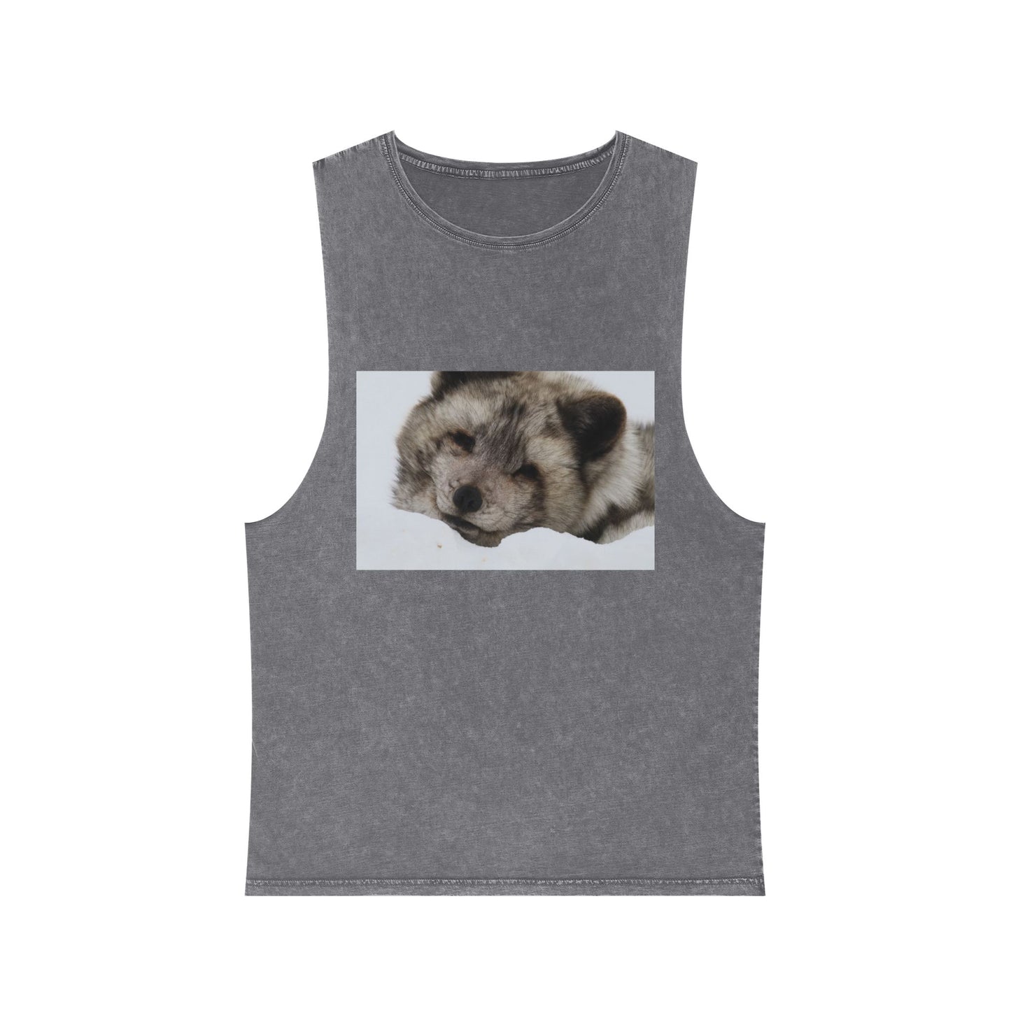Arctic Fox Sleeping Photo Tank Top — Vintage Stonewash Sleeveless Tee