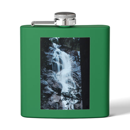 Waterfall Photo Stainless Steel Flask — 6oz Pocket Hip Flask for Outdoors & Travel