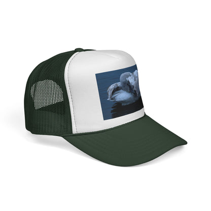Swan Trucker Cap - Serene Sleepy Swan Photo Mesh Hat