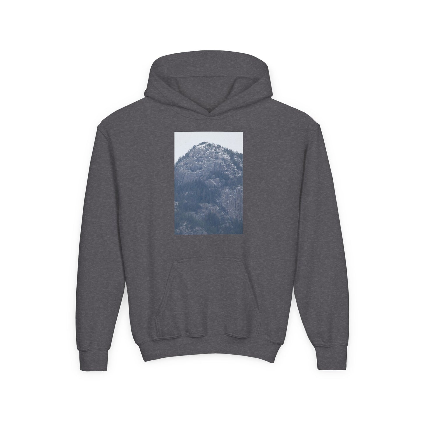 Mountain Peak Youth Hoodie — Winter Snow Scenic Graphic Sweatshirt