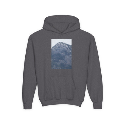 Mountain Peak Youth Hoodie — Winter Snow Scenic Graphic Sweatshirt