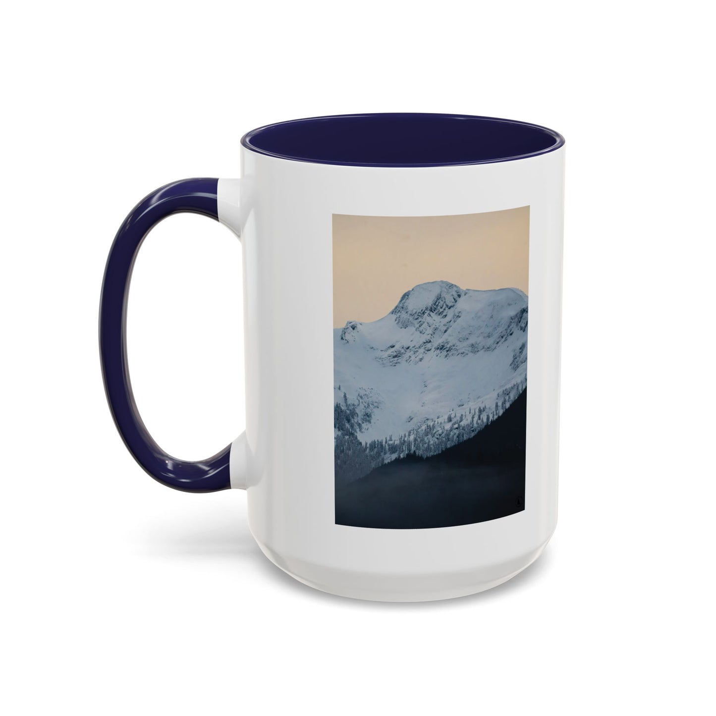 Mountain Sunrise Accent Coffee Mug — Scenic Snow Peak Photo (11/15oz)