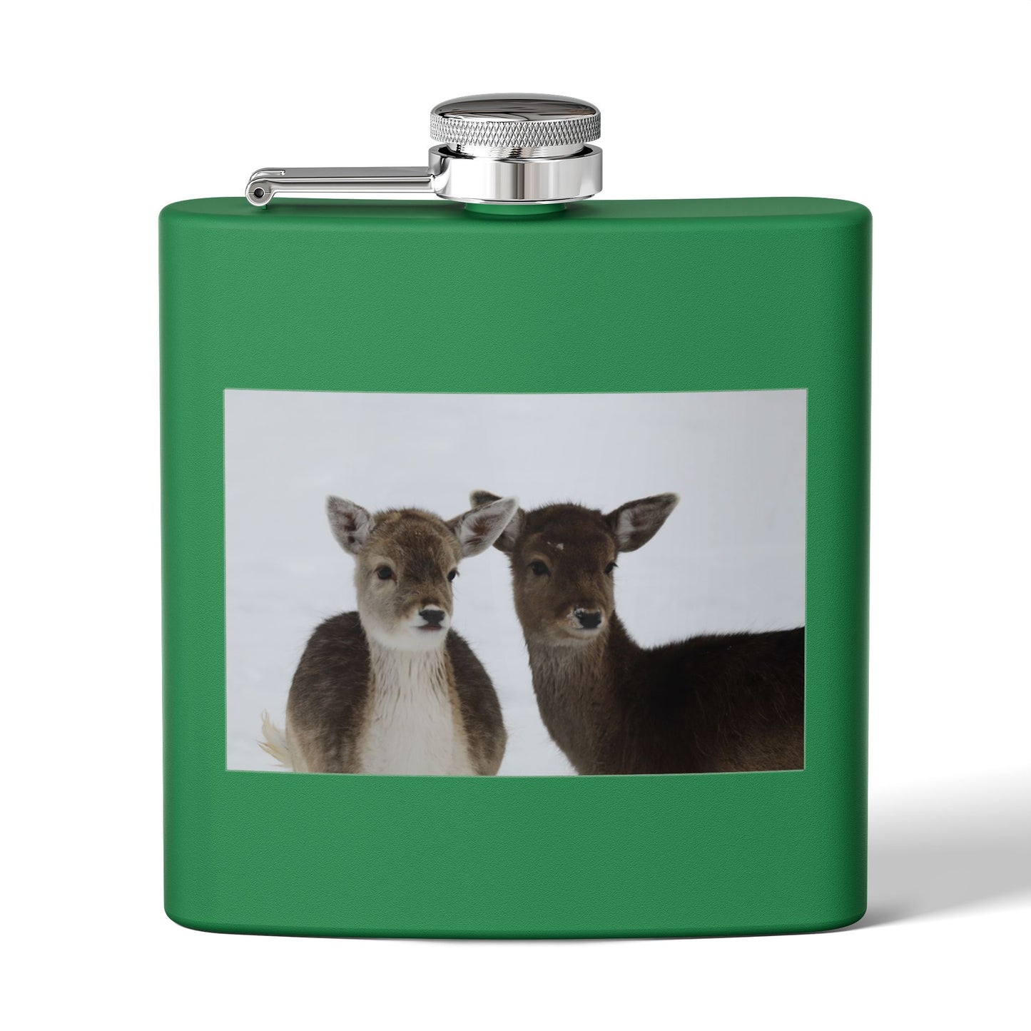Deer Duo Stainless Steel Flask – 6oz Wildlife Pocket Hip Flask