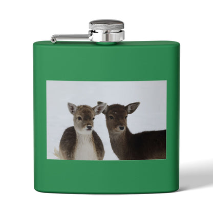 Deer Duo Stainless Steel Flask – 6oz Wildlife Pocket Hip Flask